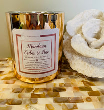 Load image into Gallery viewer, NEW!! Double Wick Mandarin, Cedar &amp; Vanilla Malt Luxury Handmade Soy Candle - Rose Gold Vessel - Larissa Bright Australia