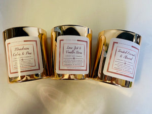 NEW!! Double Wick Mandarin, Cedar & Vanilla Malt Luxury Handmade Soy Candle - Rose Gold Vessel - Larissa Bright Australia